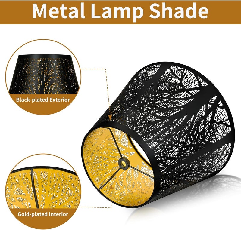 ALUCSET Small Lamp Shade, Barrel Metal Lampshade with Pattern of Trees for Table Lamp and Floor Light, Top Diameter 6 X Bottom Diameter 10 X Height 7.5 Spider - Image 4